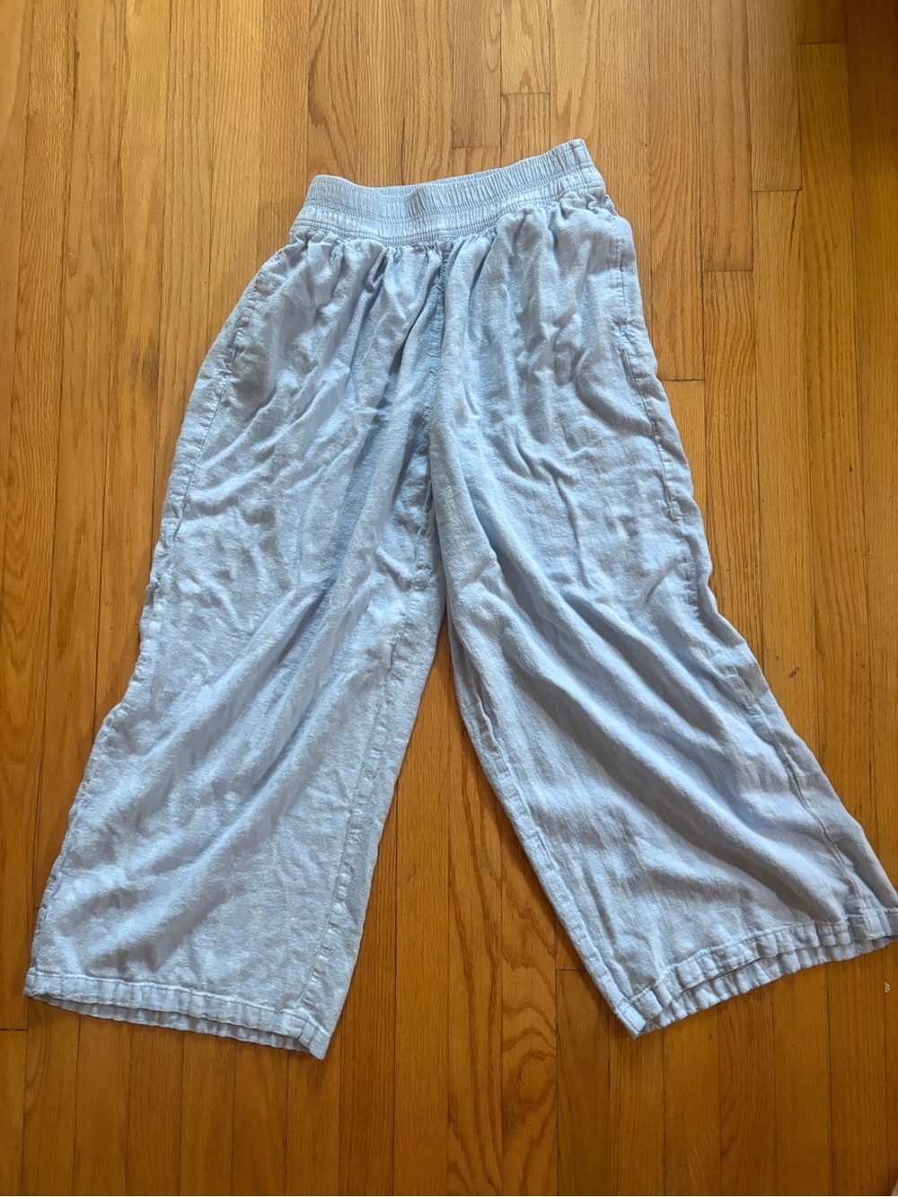 Ava & Viv Light Blue Wide-Leg Linen Pants